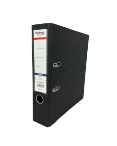 Biblioraft plastifiat interior-exterior 7,5 cm, margine metalica Optima Premium A4 - negru