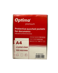 File Premium de Protecție Documente A4, 100 Microni, 100 buc/Set, Optima Cristal
