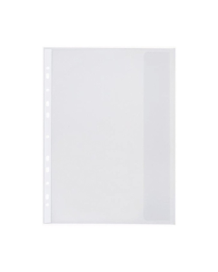 Folie protectie doc. A4, clapa laterala, inchidere cu capsa, 4/set, 200 microni, Optima - albastru t