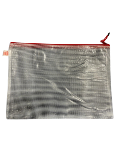 Mapa mesh PVC, pentru protectie documente A4, 280 microni, translucenta, cu fermoar rosu, Optima