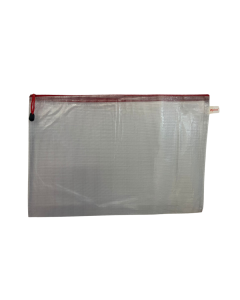 Mapa mesh PVC, pentru protectie documente A5, 280 microni, translucenta, cu fermoar rosu, Optima