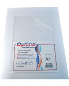 Mapa protectie "L" pentru documente A4, 90 microni, 25/set, Optima - transparent