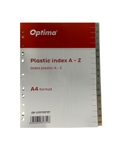 Index plastic gri, A4, 120 microni, alfabetic A-Z, Optima