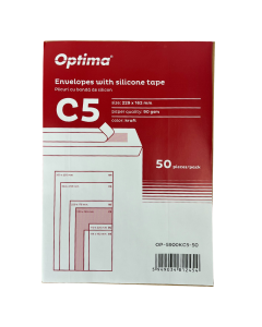 Plic C5 (229x162mm), lipire siliconica, 50 buc/set, Optima - kraft
