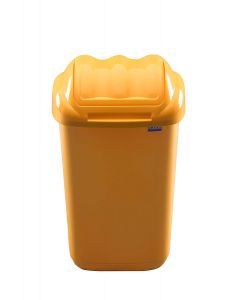 Cos plastic cu capac batant, pentru reciclare selectiva, capacitate 50l, PLAFOR Fala - galben
