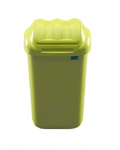 Cos plastic cu capac batant, pentru reciclare selectiva, capacitate 50l, PLAFOR Fala - verde