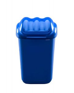 Cos plastic cu capac batant, pentru reciclare selectiva, capacitate 50l, PLAFOR Fala - albastru