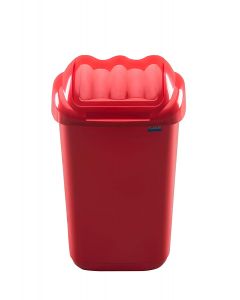 Cos plastic cu capac batant, pentru reciclare selectiva, capacitate 50l, PLAFOR Fala - rosu
