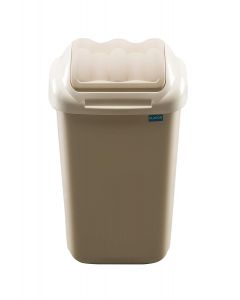 Cos plastic cu capac batant, pentru reciclare selectiva, capacitate 50l, PLAFOR Fala - cappuccino