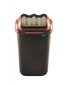 Cos plastic cu capac batant, pentru reciclare selectiva, capacitate 50l, PLAFOR Fala - negru auriu
