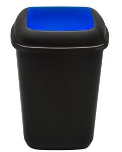 Cos plastic reciclare selectiva, capacitate 28l, PLAFOR Quatro - negru cu capac albastru - hartie