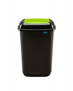 Cos plastic reciclare selectiva, capacitate 45l, PLAFOR Quatro - negru cu capac verde - sticla