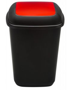 Cos plastic reciclare selectiva, capacitate 45l, PLAFOR Quatro - negru cu capac rosu - metal