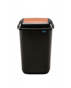 Cos plastic reciclare selectiva, capacitate 45l, PLAFOR Quatro - negru cu capac maro - bio
