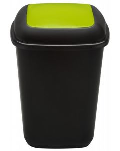 Cos plastic reciclare selectiva, capacitate 90l, PLAFOR Quatro - negru cu capac verde - sticla