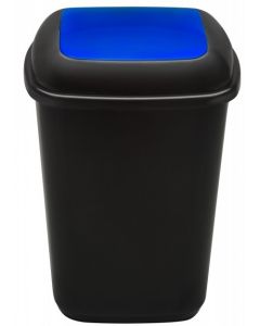 Cos plastic reciclare selectiva, capacitate 90l, PLAFOR Quatro - negru cu capac albastru - hartie