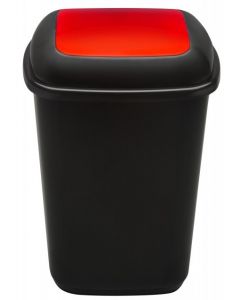 Cos plastic reciclare selectiva, capacitate 90l, PLAFOR Quatro - negru cu capac rosu - metal