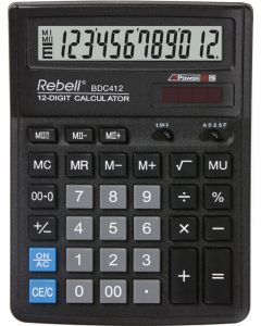 Calculator de birou, 12 digits, 193 x 143 x 38 mm, Rebell BDC 412 - negru
