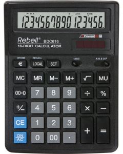 Calculator de birou, 16 digits, 193 x 143 x 38 mm, Rebell BDC 616 - negru