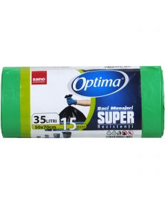 Saci menaj  35L, 15buc/rola, SANO Optima - verzi