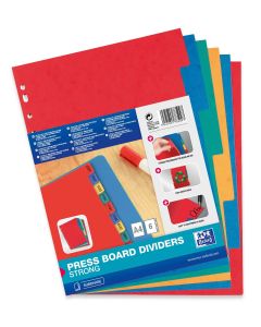 Separatoare carton color, A4, 180g/mp,  6 culori/set, OXFORD