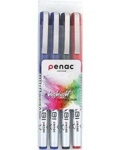 Set 4 rollere cu cerneala PENAC Miyabi, ball point 0.7mm - culori (2 x blue, 1 x black, red)