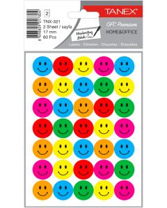Stickere decorative, 2 file/set, TANEX Kids - Smile face, D19mm - color mix