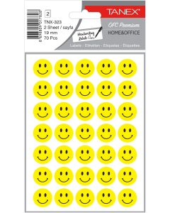 Stickere decorative, 2 file/set, TANEX Kids - Smile face, D19mm - galbene