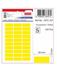 Etichete autoadezive color, 12 x 30 mm, 150 buc/set, TANEX - galben fluorescent