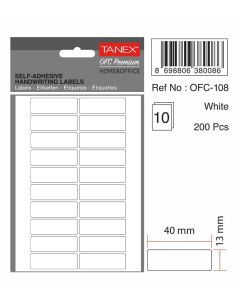 Etichete autoadezive albe, 13 x 40 mm, 300 buc/set, TANEX