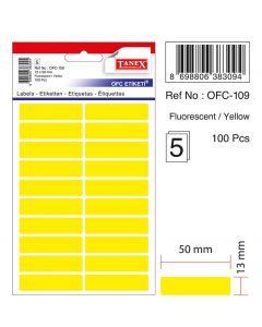 Etichete autoadezive color, 13 x 50 mm, 100 buc/set, TANEX - galben fluorescent
