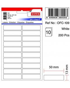 Etichete autoadezive albe, 13 x 50 mm, 200 buc/set, Tanex