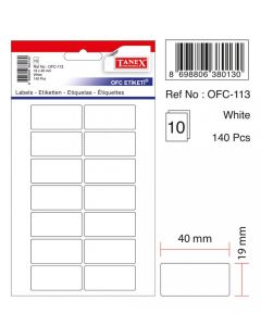 Etichete autoadezive albe, 19 x 40 mm, 140 buc/set, Tanex
