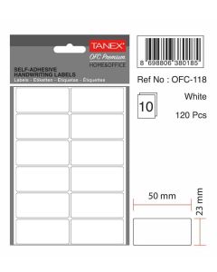 Etichete autoadezive albe, 23 x 50 mm, 180 buc/set, TANEX