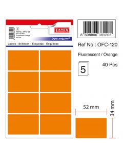 Etichete autoadezive color, 34 x 52 mm, 40 buc/set, TANEX - orange fluorescent