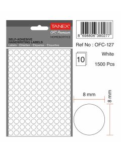 Etichete autoadezive albe, D 8 mm, 1080 buc/set, TANEX