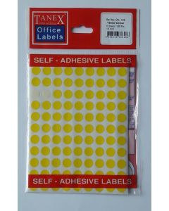 Etichete autoadezive color, D10 mm, 540 buc/set, TANEX - galben