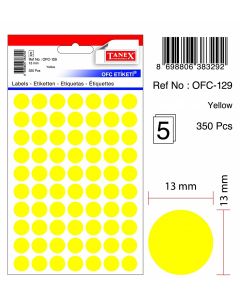 Etichete autoadezive color, D16 mm, 240 buc/set, TANEX - galben