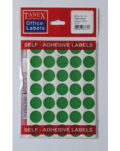 Etichete autoadezive color, D19 mm, 175 buc/set, TANEX - verde