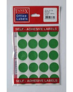 Etichete autoadezive color, D25 mm, 100 buc/set, TANEX - verde