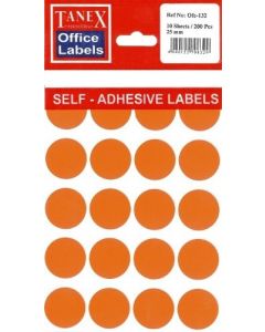 Etichete autoadezive color, D25 mm, 100 buc/set, TANEX - orange