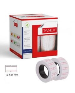 Etichete de pret, 21 x 12 mm, adeziv permanent, 800buc/rola, 6 role/set, TANEX - albe