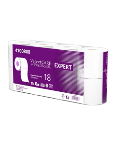 Hartie igienica alba, 3 straturi,  150 portii - 18m, 8 role/bax, VELVET Professional Expert