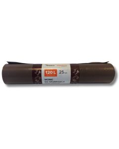 Saci plastic reciclat, standard, 120L, 69x105cm, 35 mic, 25buc/rola, Resaco - maro - deseuri bio