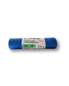 Saci plastic reciclat, standard, 35L, cu snur, 50x60cm, 25 microni, 25buc/rola, RESACO - albastri