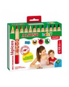 Creioane colorate 12 culori/set, ALPINO Baby - Maxi