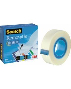 Banda adeziva transparent mata, repozitionabila, 19mm x 32.9m, 3M - SCOTCH Removable