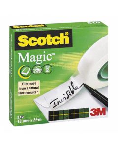 Banda adeziva transparent mata, invizibila la copiere, se rupe usor, 12mm x 33m, 3M - SCOTCH Magic