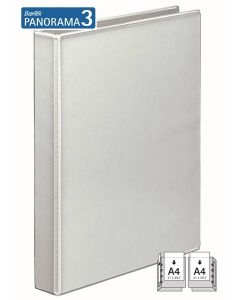 Caiet mecanic cu buzunar, plastifiat PP, 4 inele in "D", 50 mm, cotor 65mm, BANTEX - alb