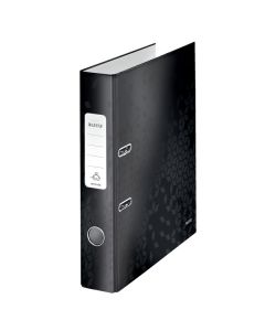 Biblioraft Leitz 180° WOW, carton laminat, partial reciclat, FSC, A4, 52 mm, negru